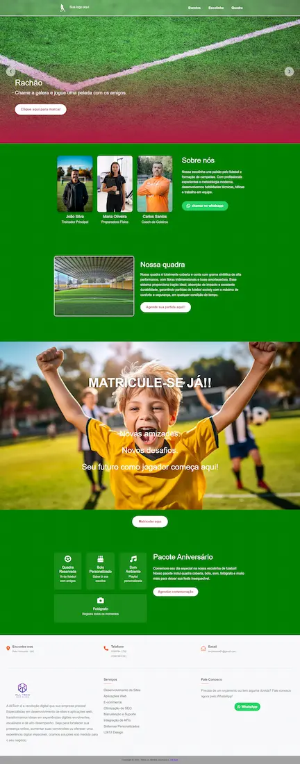 Quadra de futebol — checkout por WhatsApp