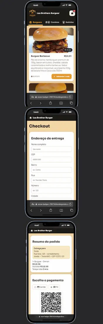 Restaurante — site com pedidos e cardápio